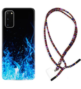 Samsung A02S A03S A10 A12 A13 A21S A22 Kılıf Boyun Asklı Rasta Silikon Blue Fire 1678