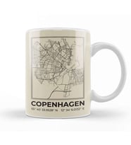 Copenhagen Minimalist Map Kupa Bardak Porselen