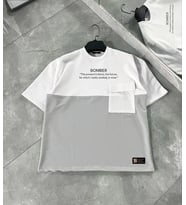 ERKEK Tişört Torba Cepli Parçalı Kısa Kol T-Shirt - Gri
