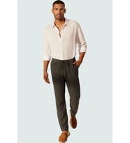 Erkek Regular Fit Keten Pantolon Yüksek Bel Straight Kalıp Günlük Kullanım Kaliteli Malzeme (Gri)