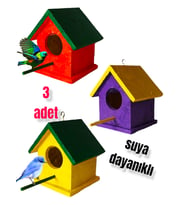 ahşap kuş yuvası dış mekan suya dayanıklı 3 adet