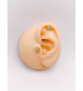 Lexroo Taşlı Geniş Yaprak Figürlü Kıkırdak Helix Tragus Piercing(1adet)
