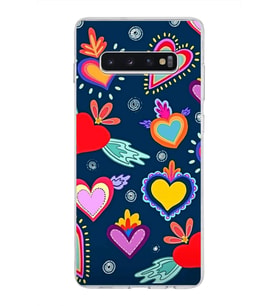 PrintiFy Samsung Galaxy S10 Plus ile Uyumlu 1mm Slim Fit Retro Colors 3 Baskılı Şeffaf  Kılıf
