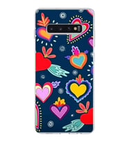 PrintiFy Samsung Galaxy S10 Plus ile Uyumlu 1mm Slim Fit Retro Colors 3 Baskılı Şeffaf  Kılıf