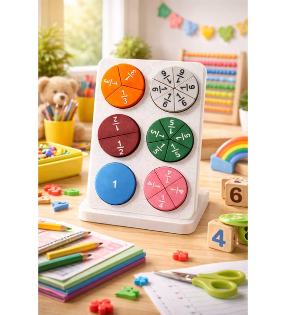 4-6 YAŞ KESİR PUZZLE OYUNU -EĞİTİCİ AHŞAP MONTESSORİ MATEMATİK