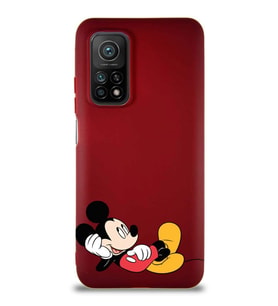 Xiaomi Mi 10T Soft Premier Kapak Mickey Mouse-F Tasarımlı Silikon Kılıf - Mürdüm (Şeffaf)