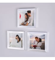Kişiye Özel Pola Çerçeve 3'lü 14x14 cm Fotoğraf Baskılı (Beyaz)