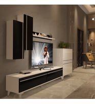 Decoraktiv Eko 6 Mdf Std Silver Tv Ünitesi Tv Sehpası - Beyaz Siyah (Siyah - Beyaz)