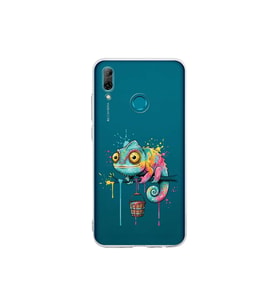 Huawei P Smart 2019 ile Uyumlu Splash Bukalemun Tasarımlı Şeffaf Silikon Kılıf