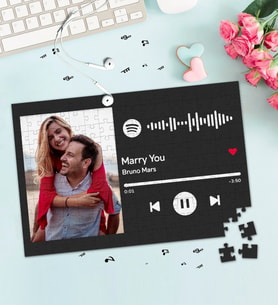 Spotify Barkodlu Plak Fotoğraflı Puzzle Yapboz