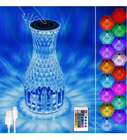 Sürahi Model USB Şarjlı Kumandalı 16 Farklı Işık Modlu Masa Üstü Kristal Akrilik Lamba Led (4767)