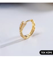 14 Ayar Taşlı Tek Halka Altın Küpe 0,78 gr