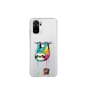 Redmi Note 10S ile Uyumlu Splash Tembel Hayvan Tasarımlı Şeffaf Silikon Kılıf