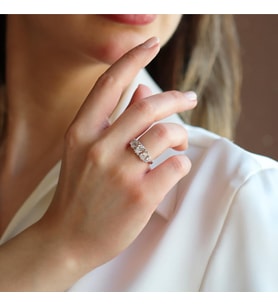 Sky Diamond Pear Kesimli Gümüş Yüzük