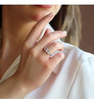 Sky Diamond Pear Kesimli Gümüş Yüzük