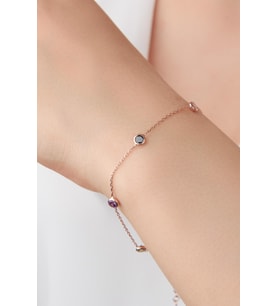 GÜMÜŞ ROSE RENKLİ ZİRKON TAŞLI BİLEKLİK