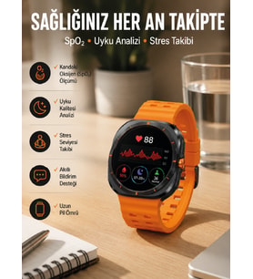 Akıllı Saat Müzik Dinleme Nabız Ölçer NFC ve GPS Uyumlu Sesli Asistan Yeni Nesil