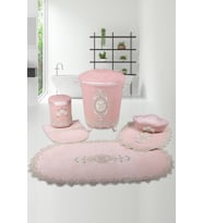 Lisa Pudra 6 Parça Çeyizlik 3’lü Banyo Paspası & 3'lü Çamaşır Sepeti Seti