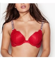 Victoria's Secret Push-up Kırmızı Shine Strap Dantelli Sütyen
