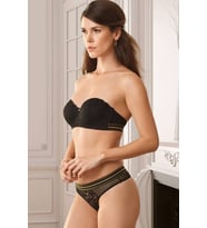 Pierre Cardin Kadın Straplez Soft Push Up Sütyen Takımı (Siyah)