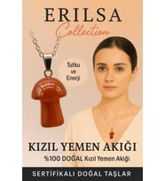 Sertifikalı Mantar Model Kızıl Yemen Akik Taşı Kolye - Tutku ve Enerji Veren Doğal Taş (Çok Renkli)