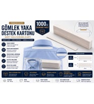 Premium Gömlek Yaka Destek Kartonu 2,5x34,5 cm 1000'li Gömlek Paketleme, Yaka Koruma ve Ambalaj Kartı