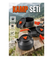 Kamp Pişirme Seti Alüminyum Tencere Tava Çaydanlık Seti – Piknik ve Karavan Mutfak Ekipmanı