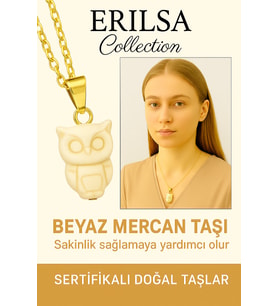 Sertifikalı Baykuş Model Beyaz Mercan Taşı Kolye – Bilgelik, Saflık ve Ruhsal Koruma Taşı (Çok Renkli)