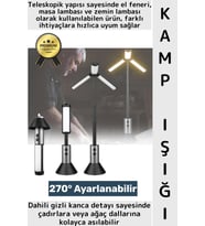 Outdoor Fener Masa Lambası Tasarımlı Piknik Çadıra Asılabilir Şarj Edilebilir Teleskopik Kamp Işığı