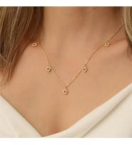 925 Ayar Gümüş 5'li Kalp Kolye (Gold)