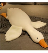 Sevimli Peluş Uyku Arkadaşım Kaz 75 cm- Uçan Kaz Morton Uyku Yastığı (Beyaz)