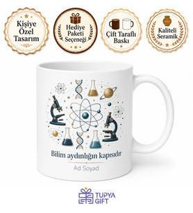 Kişiye Özel Bilim Merakı Baskılı Kupa Bardak - İsimli Hediye