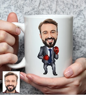 Kişiye Özel Boksör Tasarımlı Karikatürlü Kupa Bardak
