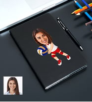 Kişiye Özel Voleybol Tasarımlı Karikatürlü Siyah Defter Kalem Seti 104