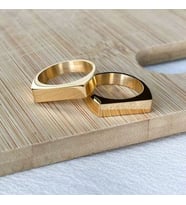 Geometrik Çapraz Kadın Erkek Çelik Yüzük (Gold)