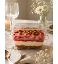 Lotus Kristal Tatlı Kasesi - Mika Plastik Kap - Şeffaf - Kapaklı - 180 ML/CC - 30 Adet