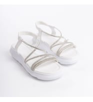 Trendyshose 05729 Taşlı Masaj Tabanlı Kadın Sandalet (Beyaz)