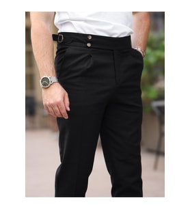 Keten Old Money Pantolon (Siyah)
