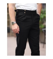 Keten Old Money Pantolon (Siyah)