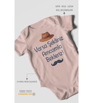 Varsa şekliniz amcamla bekleriz Kısa Kollu Bebek Body %100 Pamuk