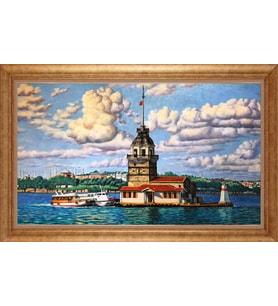 EV İŞYERİ OFİS İÇİN ALTIN ÇERÇEVELİ PASPARTULU TABLO VB550
