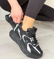 Cata Siyah Cilt Beyaz Detaylı Spor Ayakkabı (Karışık)