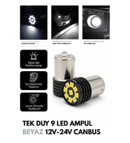 Tek Duy 9 Led Ampul Beyaz Geri Vites Led Ampulü 12V-24V Canbus 1156 ba15s p21w