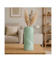 Alvera Vector Vazo – 3D Baskı Geometrik Çizgili Dekoratif Vazo-Mint