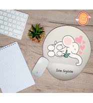 Kişiye Özel Fil Kalp Temalı Mouse Pad Bilek Destekli
