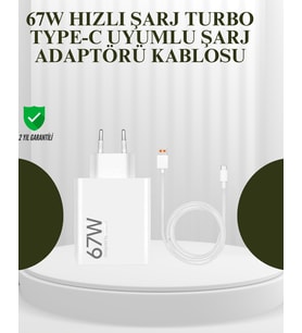 67W Güçlü Şarj Adaptörü Turbo Kablo Uzun Ömürlü Dayanıklı Tasarım