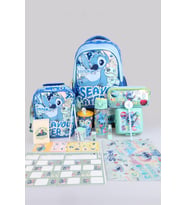 x Dekomus Lisanslı Stitch "Iconic Blue Collection" Kırtasiye Seti Okul, Termoslu Beslenme Ve Kalem Çantası, 500 Ml Matara, Beslenme Kabı Seti