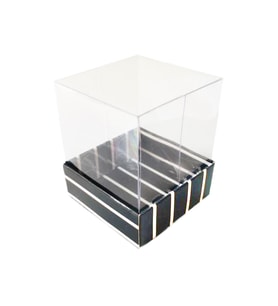Asetat Kutu Altı Karton Çizgili Model 5x5x5 CM (25 Adet)  Siyah