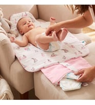 % 100 Pamuk Çantalı Pratik Katlanabilir Alt Değiştirme Matı - Bébé Lapin Rose PAD1019