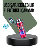 Güç Göstergeli Şarjlı Fenerli Usb Elektrikli Çakmak